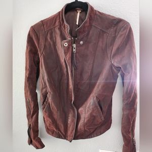 FREE PEOPLE burgundy Vegan leather jacket
